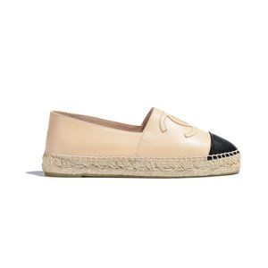 Chanel Lambskin Beige & Black Espadrille